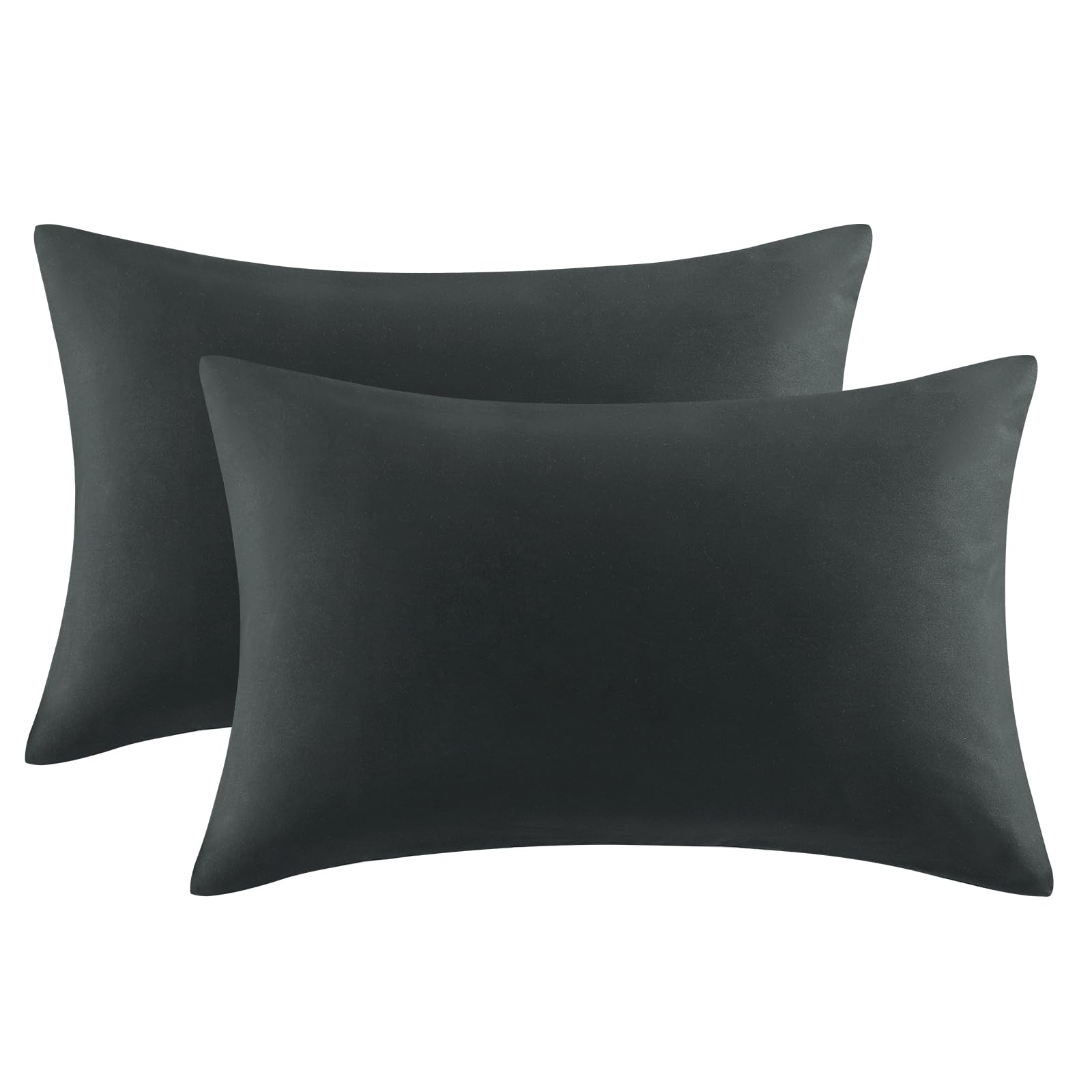 Tifschlaf Pillow Cases 2 Pack - Dark Grey Pillowcases Plain Pack of 2, Super Soft Brushed Microfiber Standard Queen Pillow Covers Charcoal With Envelope Closure, 50x75 cm