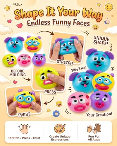 Last Page®Smushers Squishy - Curiosities Smushers Dog Face Swap Squishy Soft Moldable Cute Slow Rise Relaxing Sensory Fidget Relief Anxiety Stress Fun with Interchangeable Faces