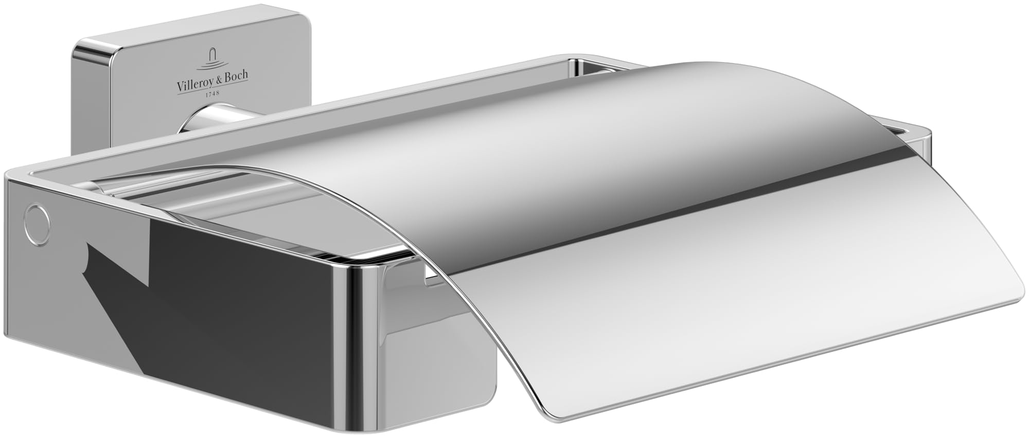 Villeroy & Boch Elements - Striking toilet roll holder with cover, for wall installation, brass, square, Chrome