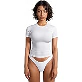 YINTOON Women's T-Shirts Fitted Basic Tee Crew Neck Short Sleeve Y2K Crop Top