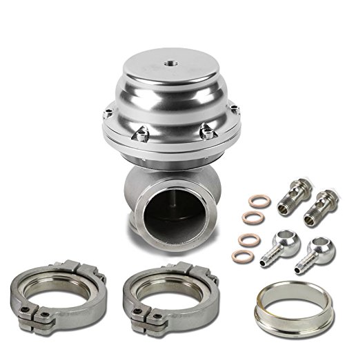 Purple Adjustable Pressure 1-30 PSI Manual Turbo Charger Boost Control+Rocket Switch without Electronic Wastegate/ Silver 44mm 14 PSI V-Band ClampOn Manifold Wastegate Kit+Dump Pipe Valve+Sealing Ring