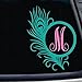 Monogram Letter Peacock Feather Decal. Choose Color and Size. For Car Windows, Cups, Laptop, Water Bottle, etc. Metallic, Print, and Glitter Vinyl Options