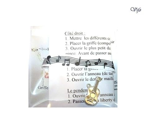 Kit Bracelet Ruban Portee Musicale A Faire Soi Meme Pendentif Guitare Blanc Noir Diy Femme Enfant Pour 3 Kits Achetes Le 4eme Est Offert Amazon Fr Handmade