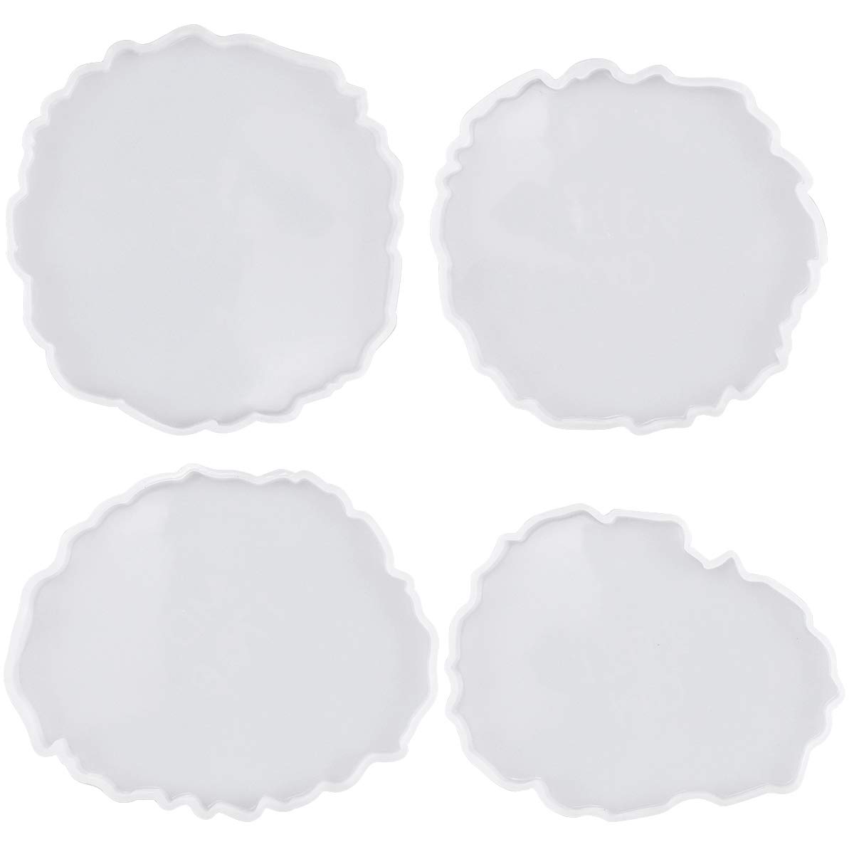 Silicone Resin Coaster Mold 4 Pack - Geode and Agate Epoxy Casting Moulds for Making Faux Agate Slices, Coasters, Home Decoration