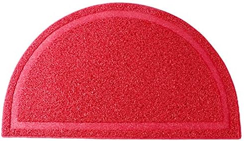 Exttlliy PVC Half Round Entrance Mat Non-Slip Kitchen Bedroom Bathroom Entry Doormat Floor Rug for Home Decor (Red)