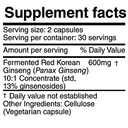 herbolab Korean Red Ginseng Fermented 10:1 (13% ginsenosides) - Genuine Panax Ginseng from Korea 6 Years Old Roots - Patented Extract Technology