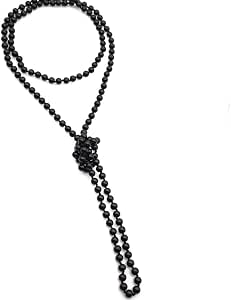 JKJF 1920s Flapper Pearl Necklace - 60 Inch Long Imitation Pearls, No Clasp, Costume Jewelry
