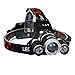 BenRan HEADLAMPS CREE 3 T6 5000 Lumen Adjustable Focus Zoom Lights Lamp,Headlight Bicycle LED Flashlight,4 Modes,USB Rechargeable Batteries,Adjustable (silvery Zoom Lights)