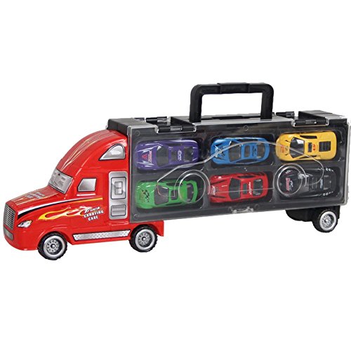 SINACO spielzeugautos Aufbewahrungs LKW mit 12 Metall Autos Handheld Geschenkset für Kinder ab 3 Jahren – Bild 4