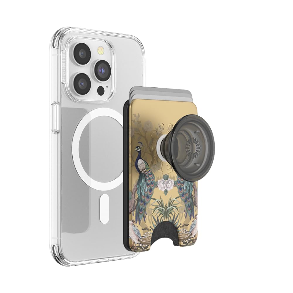 PopSockets Phone Wallet with Expanding Grip and Adapter Ring for MagSafe, Phone Card Holder, Wireless Charging Compatible, Wallet Compatible with MagSafe - Secret Garden