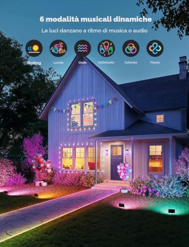 Govee 4 x Outdoor LED Spotlights, RGBIC Light with Cool and Warm White, Works with Alexa Matter Google Home, 50+ Scenes, IP66 Waterproof Outdoor LED Spotlight for Garden and Patio
