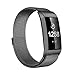 Issmolog Compatible for Fitbit Charge 3 Bands, Stainless Steel Milanese Loop Charge 3 Band with Adjustable Magnetic Closure Multi Colors Large or Small (Black, Large)