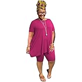 YeGine Women Plus Size 2 Piece Outfits Casual Short Sleeve Tunic Tops Shorts Sets Summer Oversized Tshirts Shorts Sweatsuits