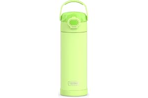 THERMOS FUNTAINER 16 Ounce Stainless Steel Vacuum Insulated Bottle with Spout and Locking Lid, Neon Lime