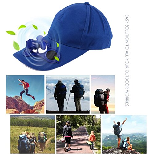 Tiean Solar Powered Fan Cooling Baseball Cap for Camping Hiking Fishing Golf Tennis (White) - Thumbnail 5