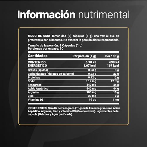 B Life Company Mens T Vitaminas Para Hombre de 180 Cápsulas. Ingredientes naturales: Fenogreco, Ácido Aspártico, Arginina, Zinc y D3. Precursor Natural.