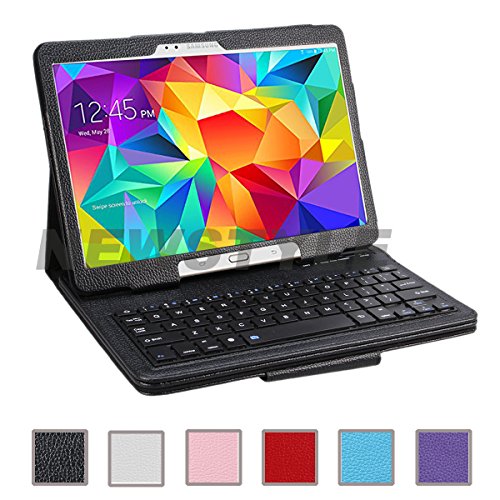 NEWSTYLE Samsung Galaxy Tab S 10.5 Keyboard Case - Wireless Bluetooth Keyboard Cover Case For Samsung Galaxy TabS 10.5 Inch Android Tablet With Remote Control Camera Shutter Release Self Timer Feature - Black Color