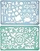 Set of 2 Plastic Stencil Art Templates Drafting Ruler with Various Cut Out Designs for Art and Craft Projects, Artistic Drawing, Tracing, Painting - Ideal for Professionals, Students and Kids