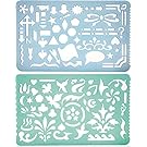 Set of 2 Artistic Drafting Art Templates of Various Shapes and Designs for Artists and Art & Craft Projects