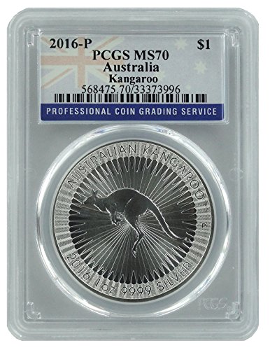 2016 AU Silver Kangaroo Flag Label 1 OZ MS70 PCGS