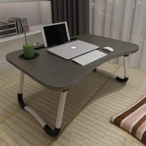 Laptop Bed Table, Aitmexcn Foldable Portable Lap Standing Desk with Cup Slot, Notebook Stand Breakfast Bed Tray Book Holder for Sofa, Bed, Terrace, Balcony, Garden – Blake
