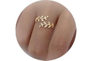 ROE DOLPH Leaf Wrap Rings for Women Silver CZ Zircon Ring Gold Leaves Statement Ring Adjustable Hypoallergenic Open Rings for Girls Gifts