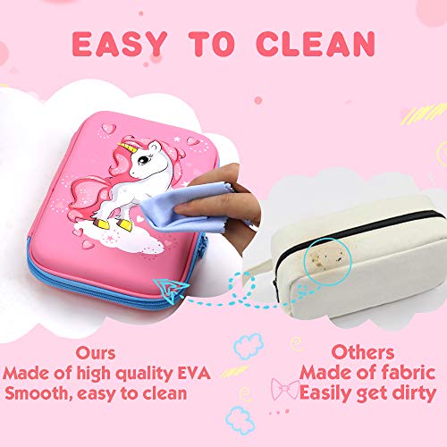 Pencil Case Pen Pouch Box for Girls Cute Unicorn Pencil Case Kawaii School Supplies Crayon Box EVA Plastic Pencil Organizer Stationery Holder for Kids