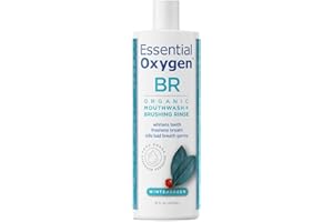 Essential Oxygen Certified BR Organic Brushing Rinse, All Natural Mouthwash for Whiter Teeth, Fresher Breath, and Happier Gums, Alcohol-Free Oral Care, Wintergreen, 16 Ounce