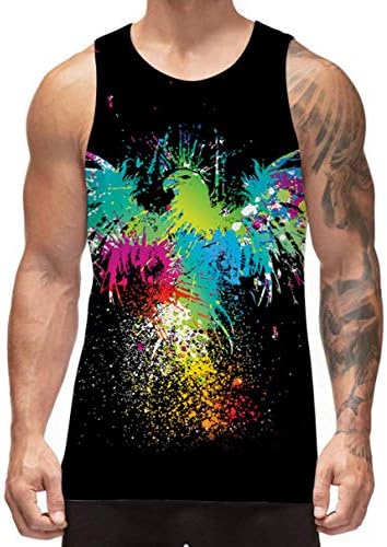 Freshhoodies Men's All Over Print Funny Tank Tops Breathable Summer Casual Sleeveless Beach Graphic Tee
