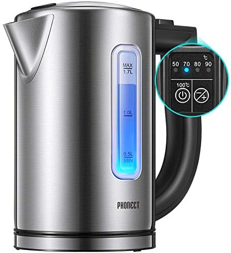 Bouilloire Électrique Thermostat Réglable, PHONECT Bouilloire Électrique Avec 2200W Ebullition Rapide, LED Avec Contrôle de Température Variable, Auto Arrêt, Sans BPA, Niveau Eau Visible, 1.7L - Cuisine A Vivre Bouilloire Électrique Thermostat Réglable, PHONECT Bouilloire Électrique Avec 2200W Ebullition Rapide, LED Avec Contrôle de Température Variable, Auto Arrêt, Sans BPA, Niveau Eau Visible, 1.7L