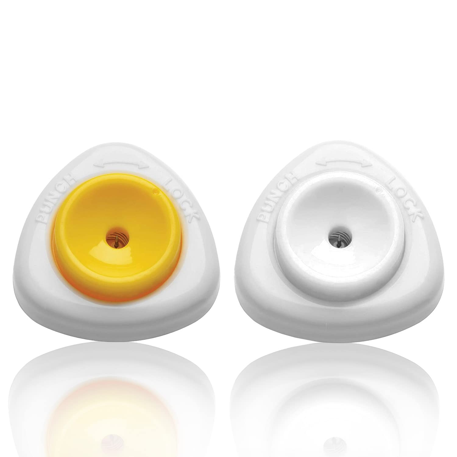 Semi-Automatic Egg Shell Pinhole Beater, Piercer Divider with Lock for Raw/Soft Hard-Boiled Eggs (Yellow + White)
