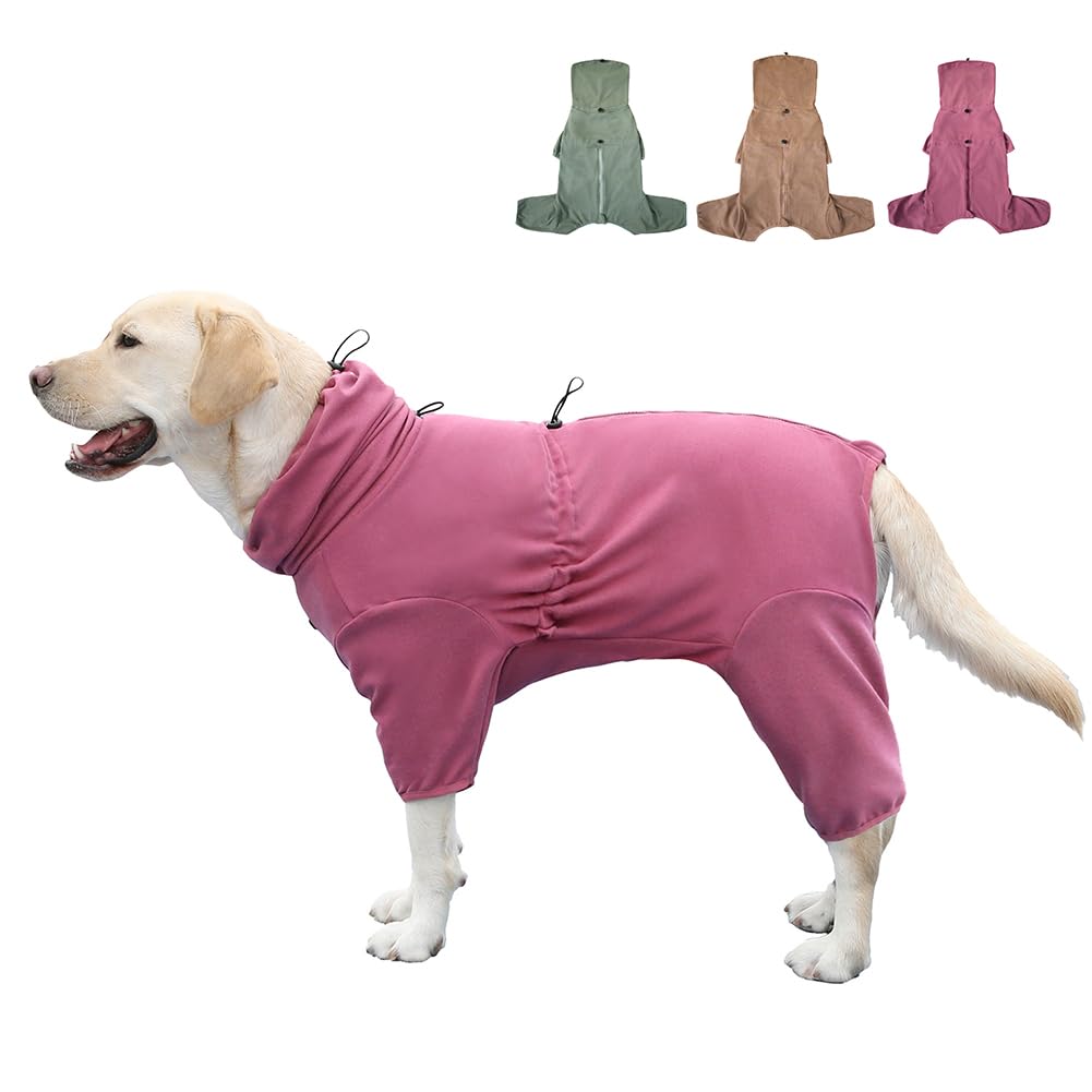 KOOGAL Pet Pajamas for Adult Dogs - Extra Large Stretch Jumpsuit, Four-Legged Dog Clothes (Red, 5XL)