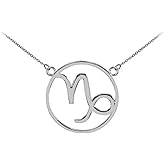 LA BLINGZ Sterling Silver Capricorn Zodiac Sign Necklace