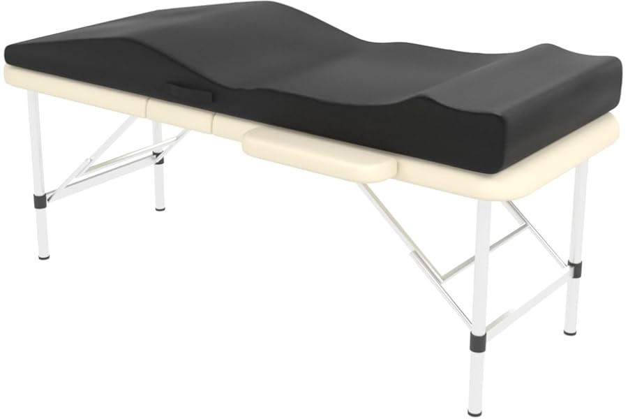 ENITYA Lash Bed Topper, Ergonomic Curvy Massage Table Foam Topper, Non-Slip Esthetician Bed Cushion with Removable Cover for Beauty Salon, Wax/Eyelash/Spa/Tattoo/Facial, 71″×28″(Black)