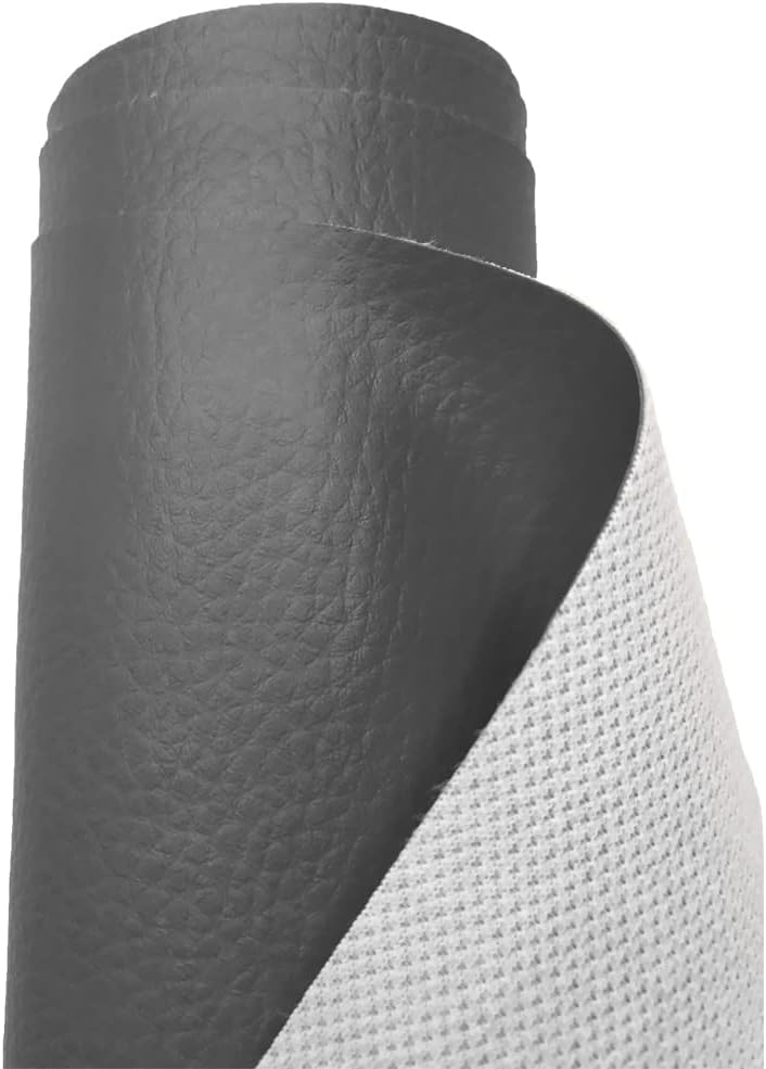 A-Express Grained Faux Leather Fabric 0.8mm Waterproof Dark Grey 50cmx140cm