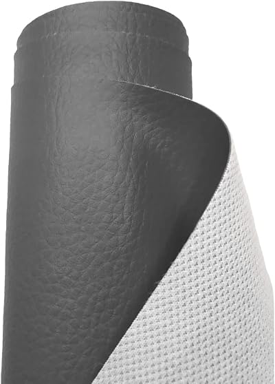 A-Express Grained Faux Leather Fabric 0.8mm Waterproof Dark Grey 50cmx140cm