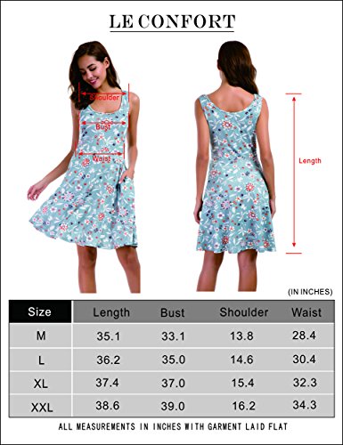 Le Vonfort Summer Dresses for Women, Sleeveless Round Neck Flowy Swing A-line Mid Length Relaxed Sundress with Side Pockets Paisley Black Medium