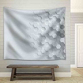Hexagonal Abstract 3D Background - Fabric Wall Tapestry Home Decor - 51x60 inches