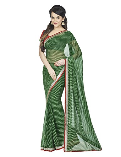 OOMPH! Women's Leheriya Georgette Saree Dupion Silk