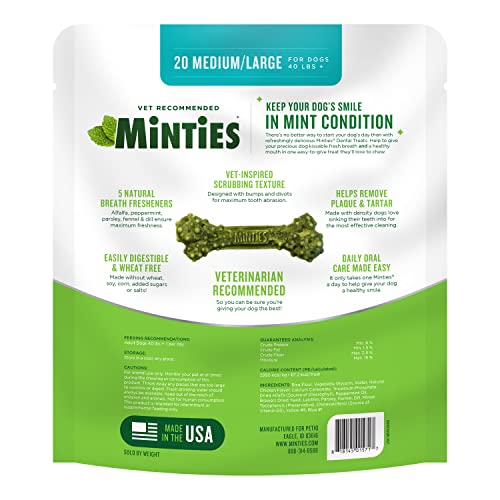 Minties VetIQ Dog Dental Bone Treats, Dental Chews for Medium/Large