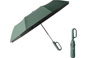 ERISED'S BIFROST Travel Folding Golf Umbrella 10 Ribs Automatic Open/Close,Lightweight Compact Portable Backpack Car Parasol Outdoor,Sun/Rain,Anti 99 UV Protection UPF 50,Men Women Carabiner Handle Design