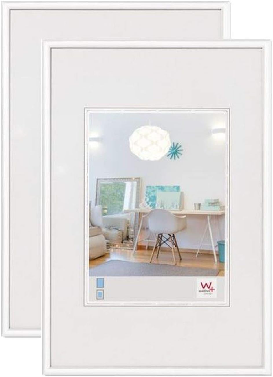 walther Design Picture Frame White 40 x 60 cm Twin Pack, New Lifestyle Plastic Frame KV460WD, Pack of 2 - White