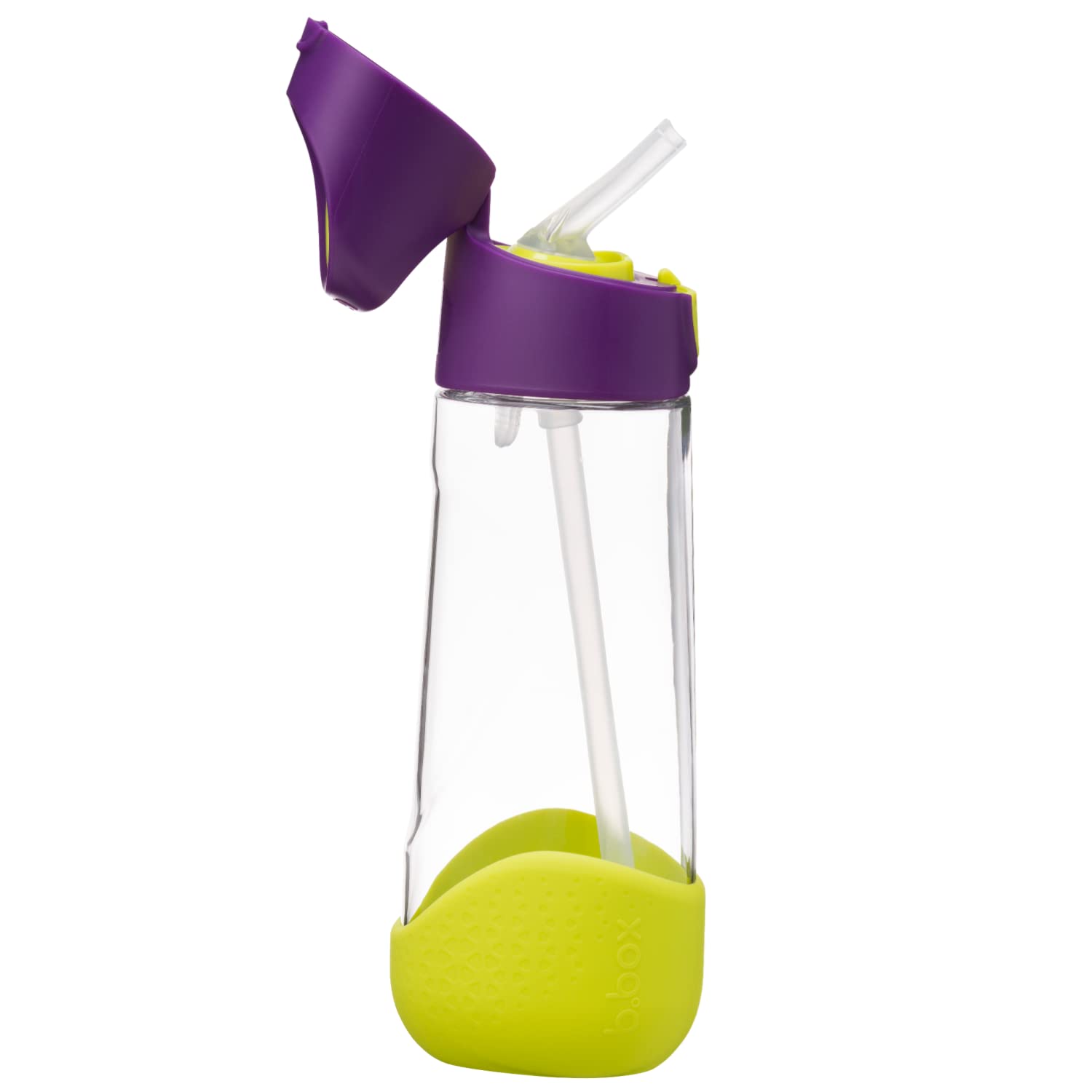 b.box Botella de agua Tritan para niños de 20 onzas – Botella de bebida para niños pequeños con pajita para la escuela, guardería, viajes con diseño triangular de fácil agarre, tapa y asa a prueba de fugas, sin BPA, apta para lavavajillas (Salpicaduras de