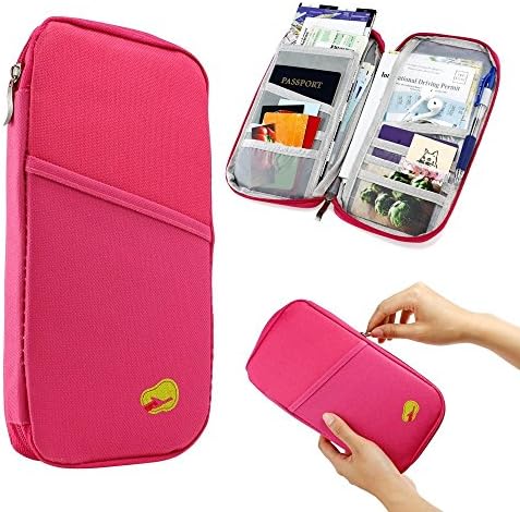 Travel document organizer &amp; Travel wallet &amp; Passport holder (Pink)