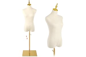 FAHKNS Female Mannequin, Hanging Pants & Skirts Dress Mannequin with Stand, Height Adjustable Torso for Clothing Dress Jewelry Display, Sewing, Beige