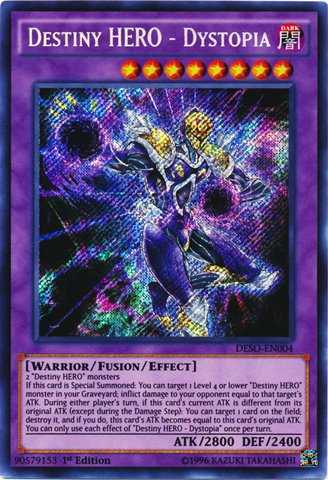 Yu-Gi-Oh! - Destiny HERO - Dystopia (DESO-EN004) - Destiny Soldiers - 1st Edition - Secret Rare