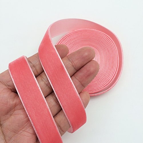 PEPPERLONELY 5 Yards Single Face Velvet Ribbon 16mm (5/8 Inch), Pink