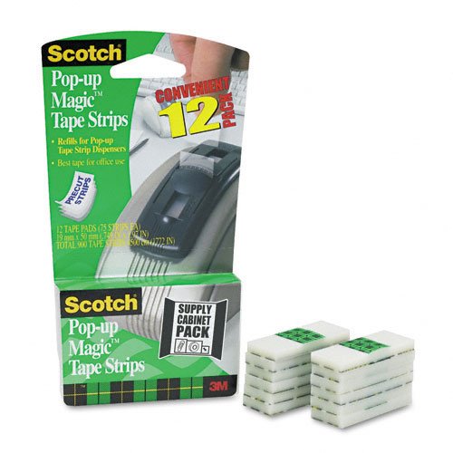 Scotch PopUp Tape Strips, 3/4 x 2 Inches, 12 Pads, 75 Strips/Pad (90M