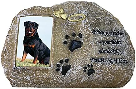 Joy2016 Paw Print Pet Memorial Stone - Features a Photo Frame and Sympathy Poem - Pet Grave Headstone Tombstone - Loss of Pet Gift