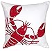 DECOPOW Embroidered Nautical Lobster Decor Pillow Cover,Square 18 Inches Decorative Canvas Pillow Cover for Nautical Style Deco by (Red-Lobster)
